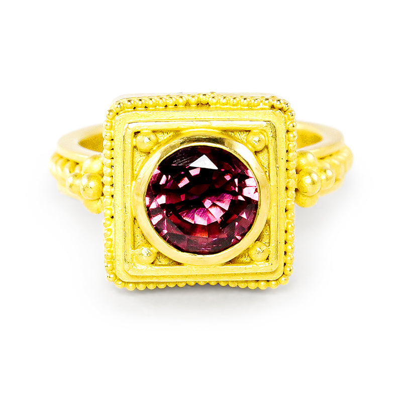 "Cairo" Ring (Purple Garnet, 22k Gold)