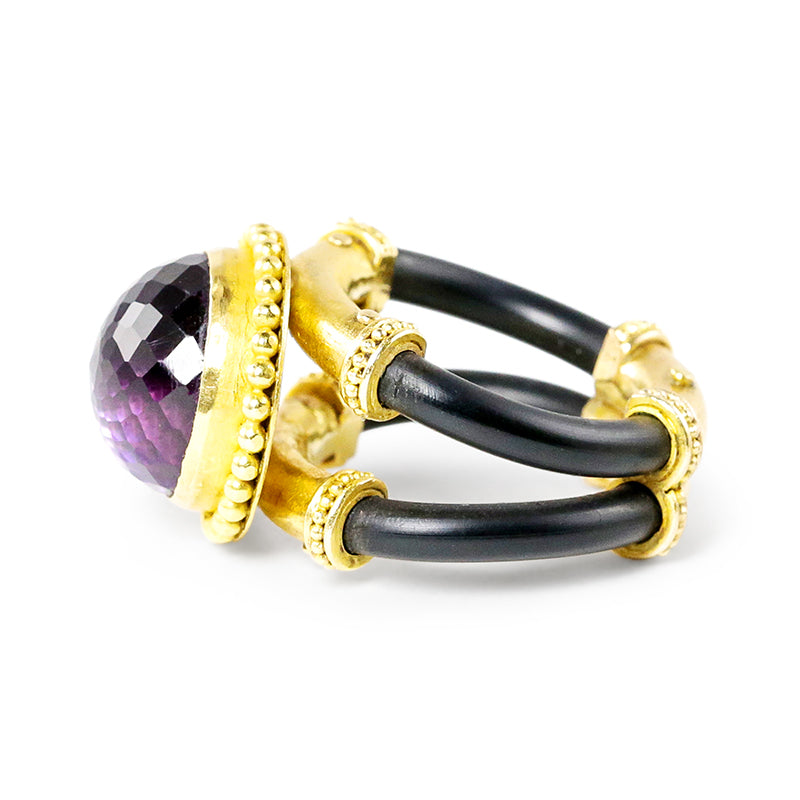 "Devlin" Ring (Amethyst, Neoprene Rubber, 22k Gold)