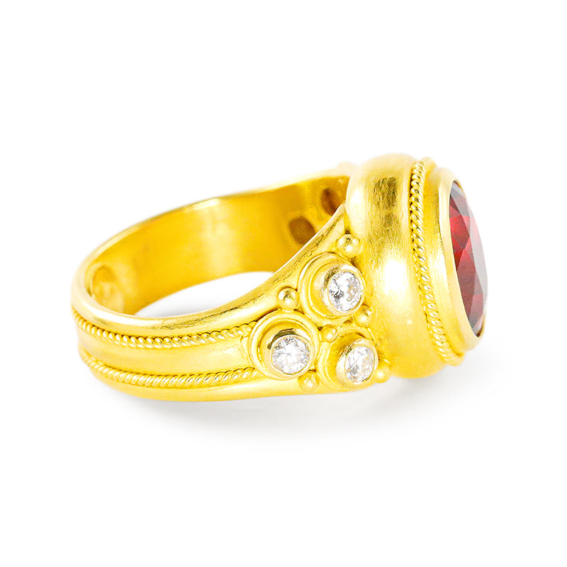"Kawin" Ring (Rubellite Tourmaline, Diamond, 22k Gold)