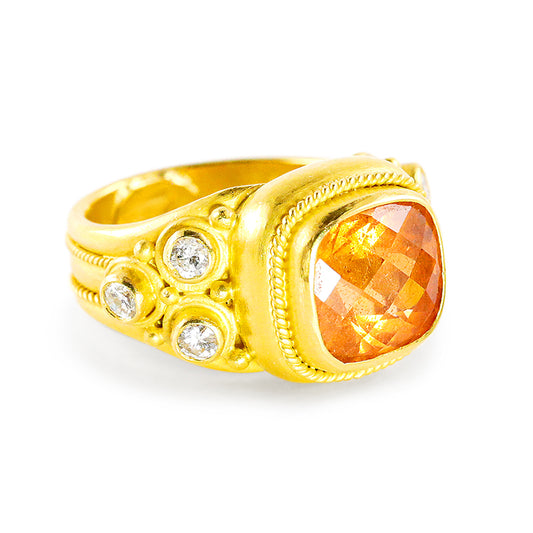 "Kawin" Ring (Mandarin Garnet, Diamond, 22k Gold)