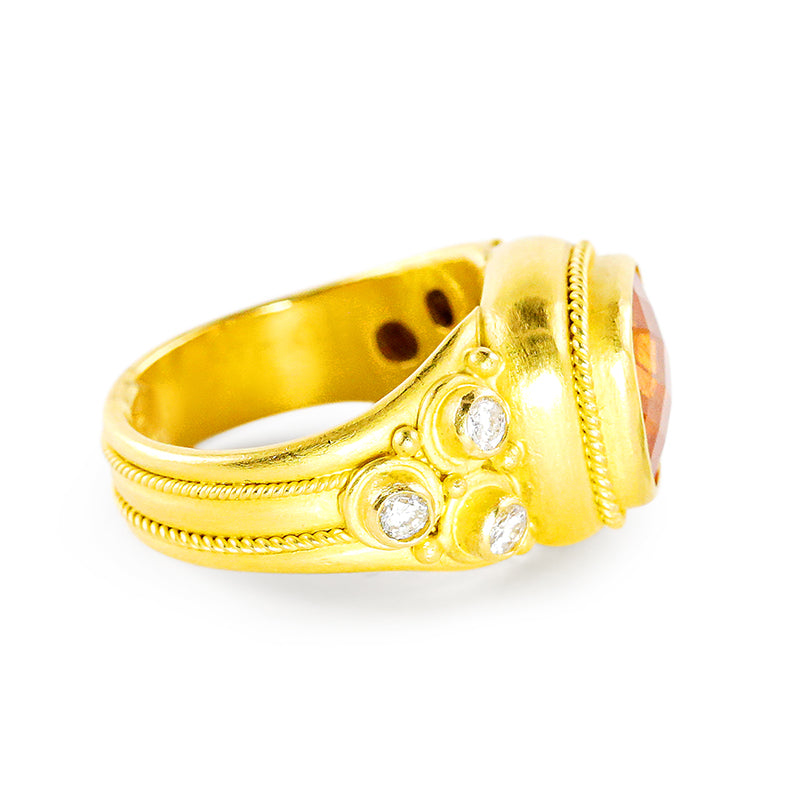 "Kawin" Ring (Mandarin Garnet, Diamond, 22k Gold)