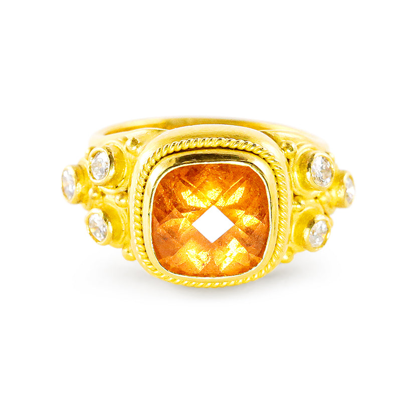 "Kawin" Ring (Mandarin Garnet, Diamond, 22k Gold)