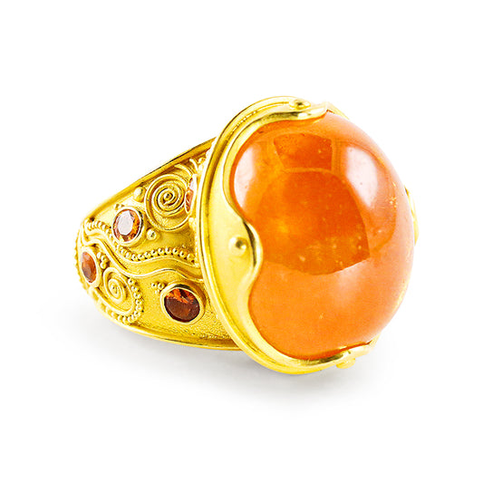 "Klimt" Ring (Mandarin Garnet, 22k Gold)