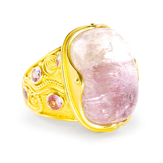"Klimt" Ring (Kunzite, Pink Sapphire, 22k Gold)