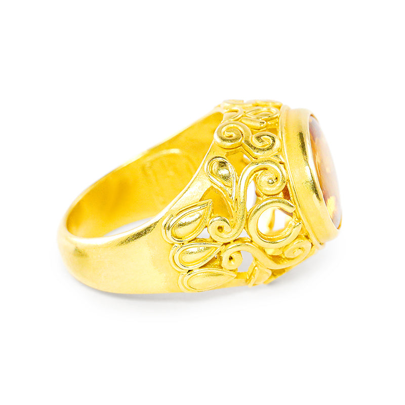 "Leaf Tata" Ring (Citrine, 22k Gold)
