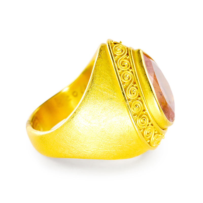 "Trillion" Ring (Pink Tourmaline, 22k Gold)