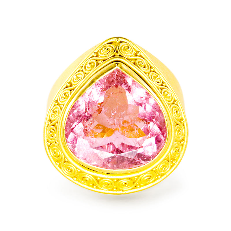 "Trillion" Ring (Pink Tourmaline, 22k Gold)