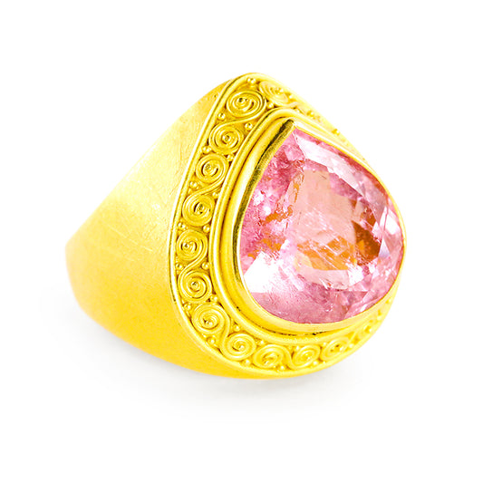 "Trillion" Ring (Pink Tourmaline, 22k Gold)