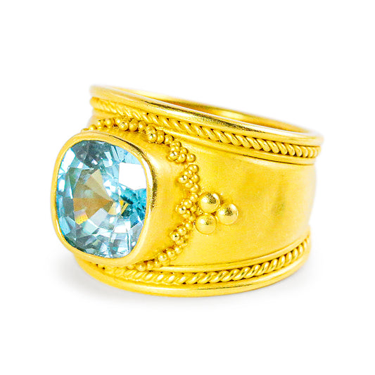 "Cheryl" Band Ring (Blue Zircon, 22k Gold)