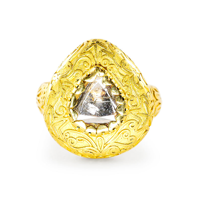 "Jodhpur Teardrop" Ring (Diamond, 22k, 18k Gold)