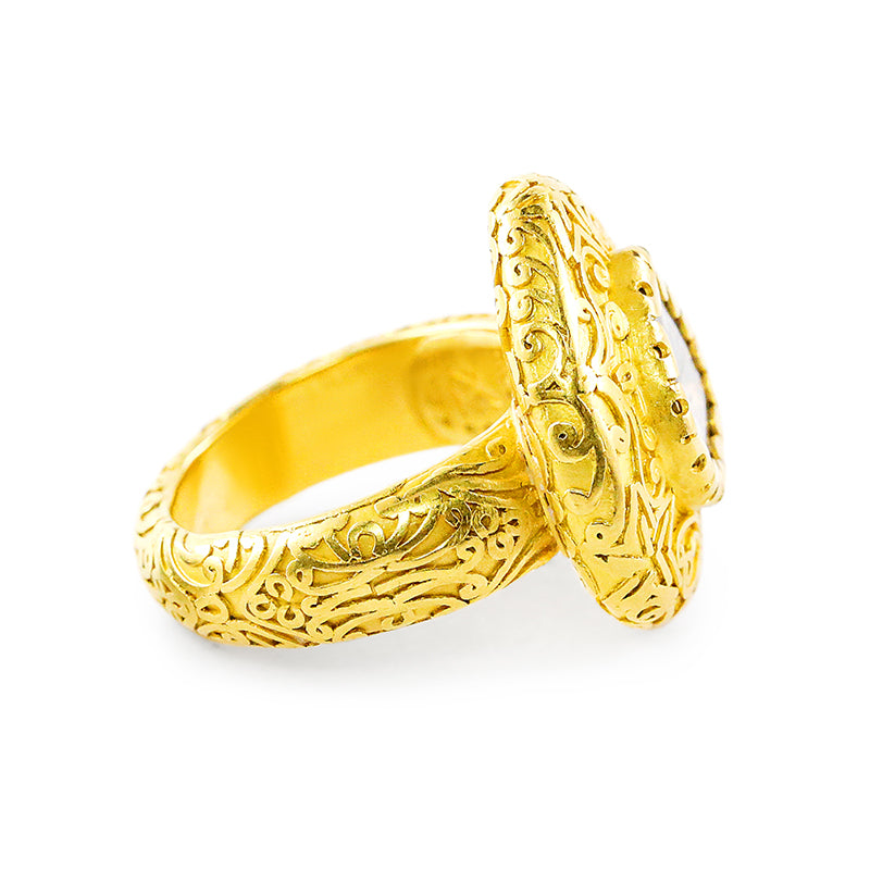 "Jodhpur Teardrop" Ring (Diamond, 22k, 18k Gold)