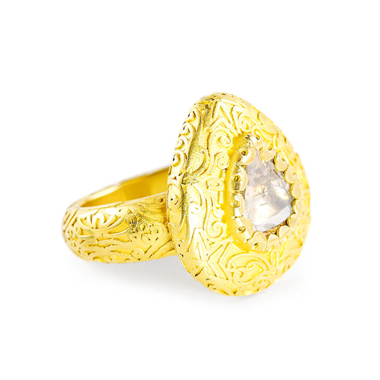 "Jodhpur Teardrop" Ring (Diamond, 22k, 18k Gold)