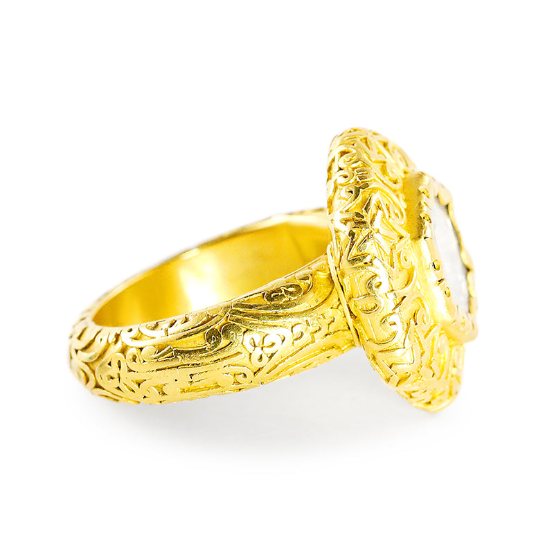 "Jodhpur Hexagon" Ring (Diamond, 22k, 18k Gold)