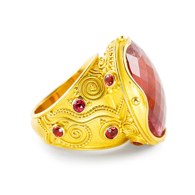 "Klimt" Ring (Orange Tourmaline, Orange Sapphire, 22k Gold)