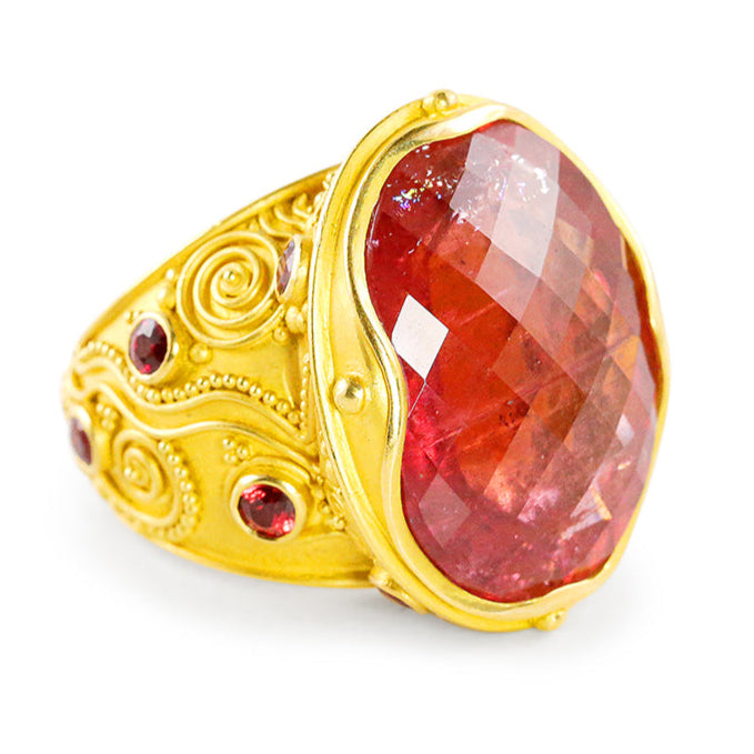 "Klimt" Ring (Orange Tourmaline, Orange Sapphire, 22k Gold)