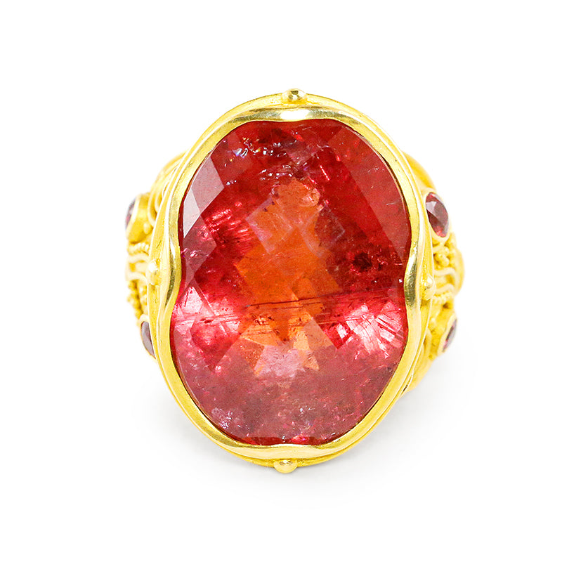 "Klimt" Ring (Orange Tourmaline, Orange Sapphire, 22k Gold)