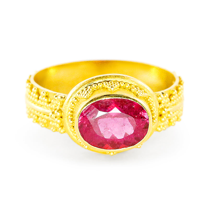 "Fancy Sparkler" Ring (Rubellite Tourmaline, 22k Gold)