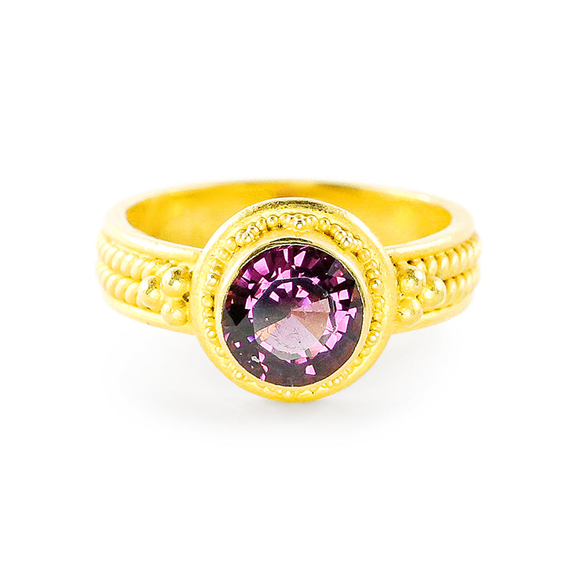"Fancy Sparkler" Ring (Purple Spinel, 22k Gold)