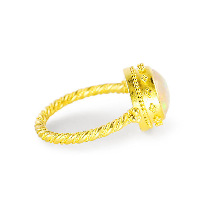 "Glitters" Ring (Ethiopian Welo Opal, 18k, 22k Gold)