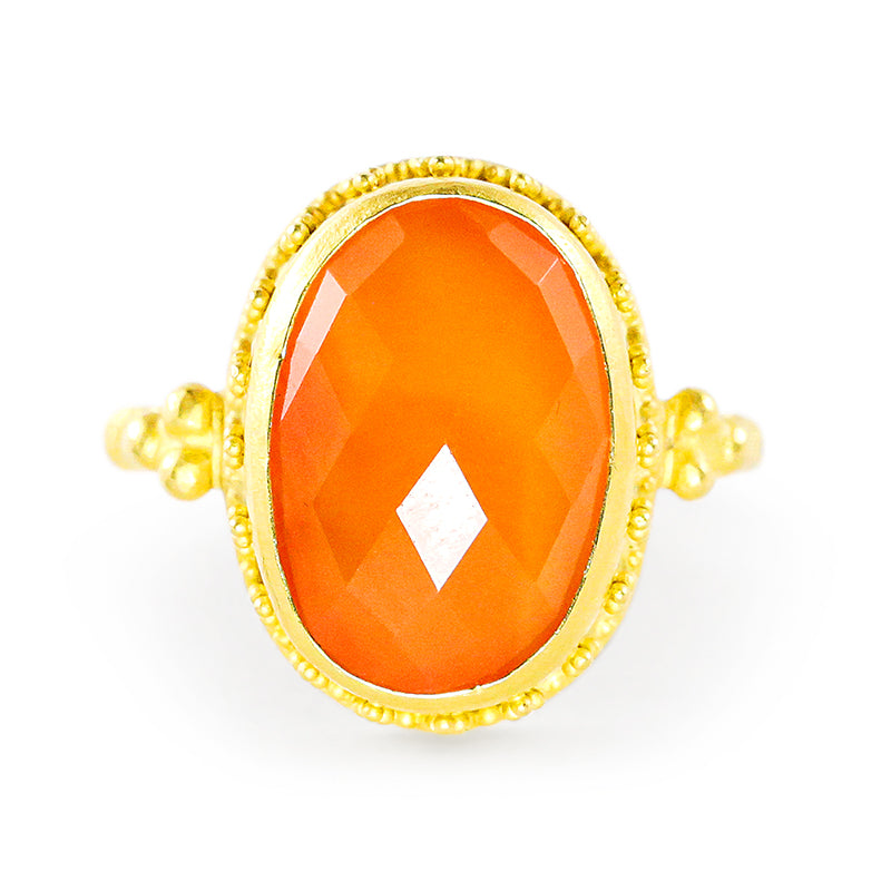 "Glitters" Ring (Carnelian Agate, 22k, 18k Gold)