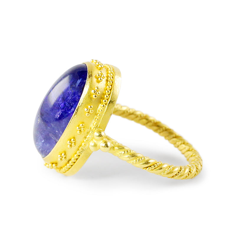 "Glitters" Ring (Blue Kyanite, 22k, 18k Gold)