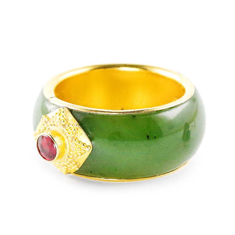 "Moongate" Band Ring (Jade, Ruby, 22k, 18k Gold)