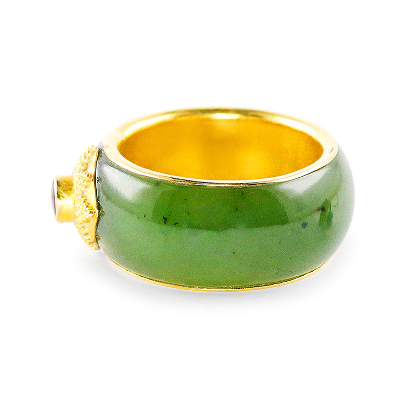 "Moongate" Band Ring (Jade, Ruby, 22k, 18k Gold)