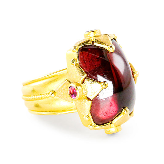 "Maltese" Ring (Rubellite Tourmaline, Pink Sapphire, 22k Gold)