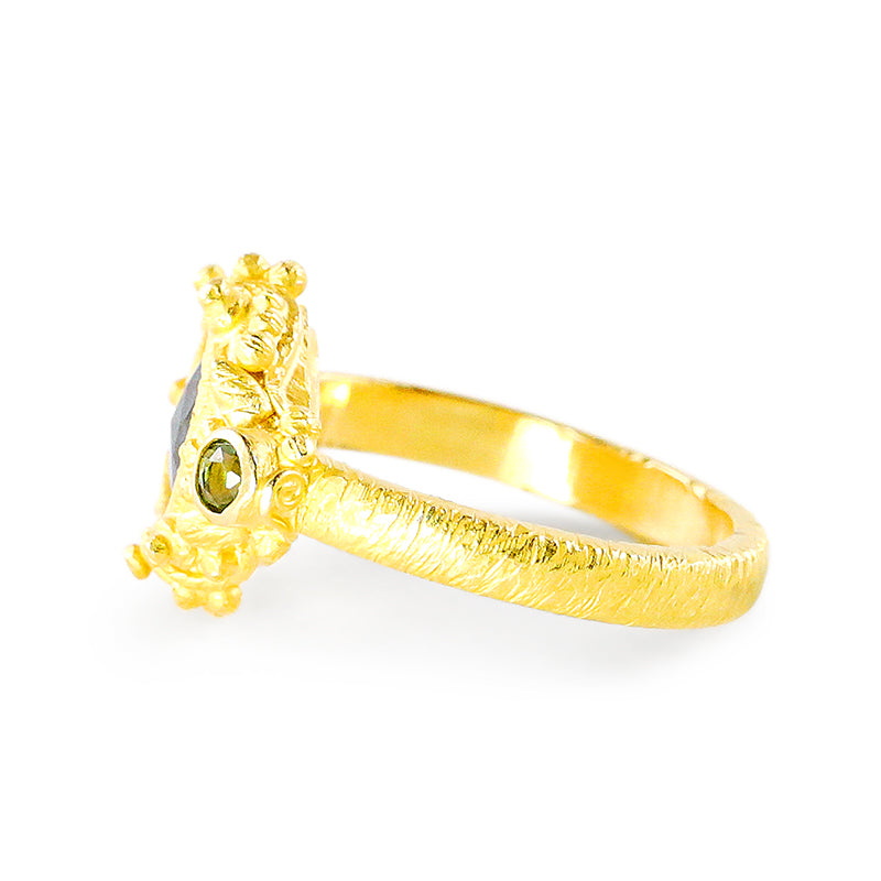 "Faerie" Ring (Indicolite Blue Tourmaline, Green Tourmaline, 22k Gold)