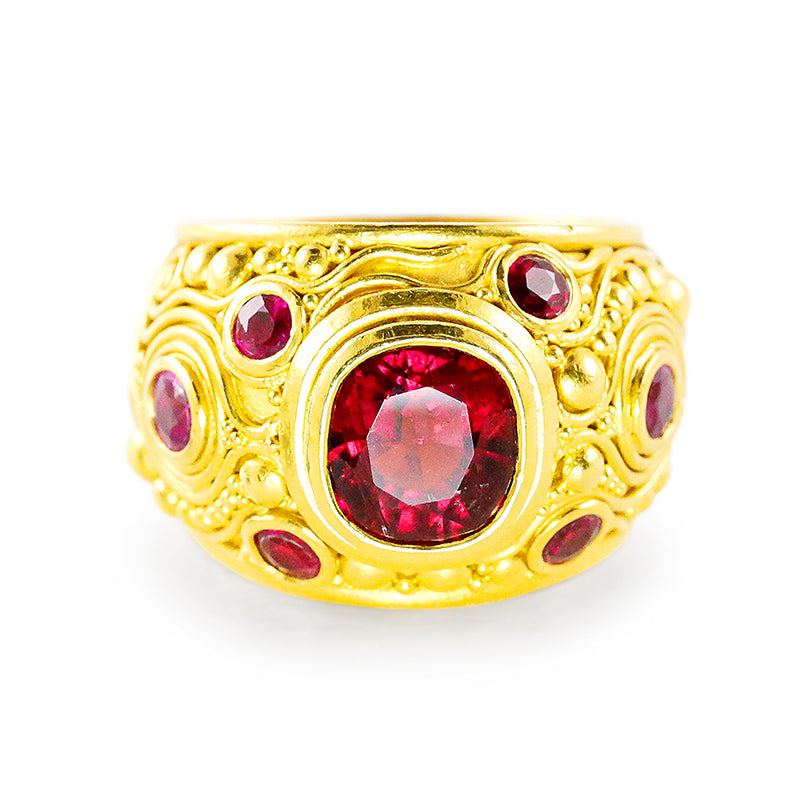 "Neptune" Ring (Rubellite Tourmaline, Ruby, 22k Gold)