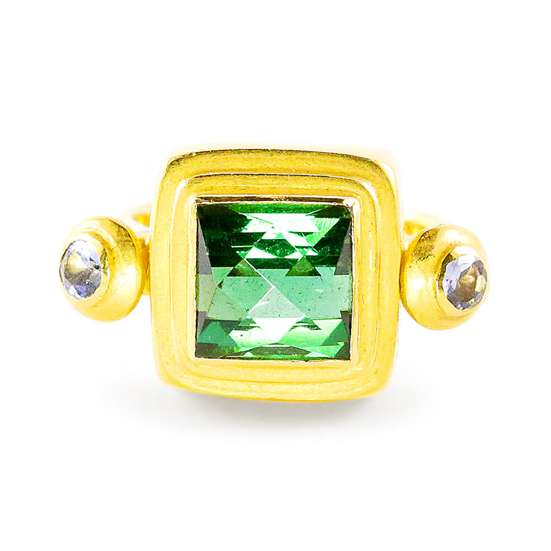 "Thebes" Ring (Tourmaline, Tanzanite, 22k Gold)