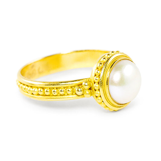 "Ben Sparkler" Ring (Freshwater Pearl, 22k Gold)