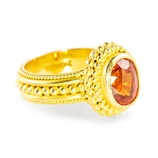"Fancy Sparkler" Ring (Hessonite Garnet, 22k Gold)