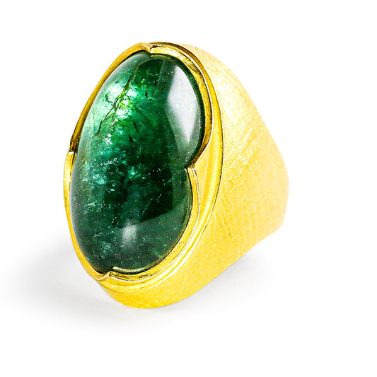 "Vladimir" Ring (Indicolite Blue-Green Tourmaline, 22k Gold)