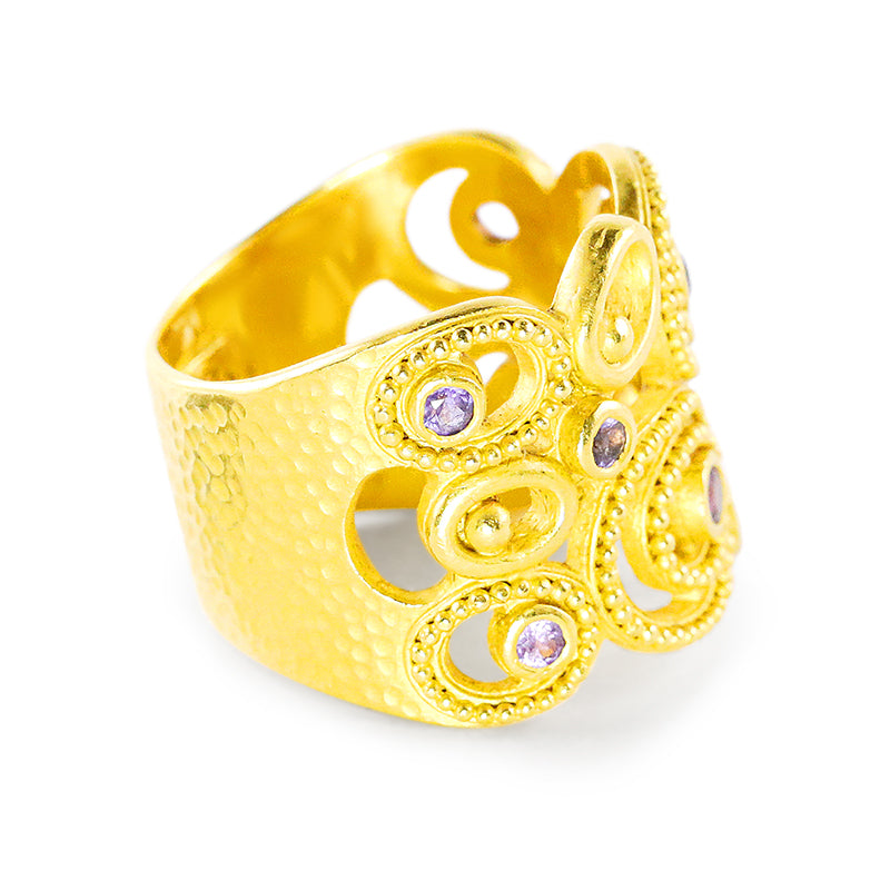 "Dune" Band Ring (Purple Sapphire, 22k Gold)