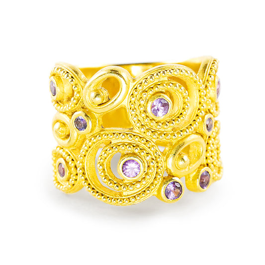 "Dune" Band Ring (Purple Sapphire, 22k Gold)