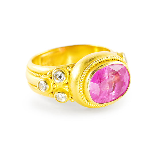 "Kawin" Ring (Pink Sapphire, Diamond, 22k Gołd)