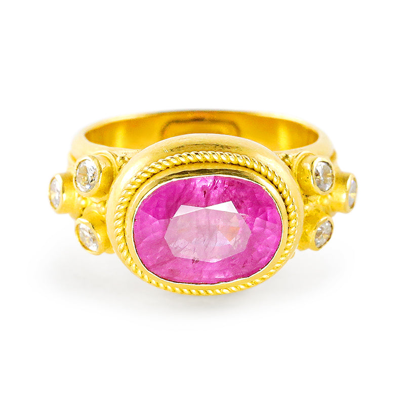 "Kawin" Ring (Pink Sapphire, Diamond, 22k Gołd)