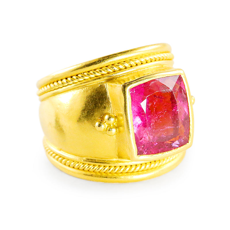 "Cheryl" Band Ring (Rubellite Tourmaline, 22k Gold)