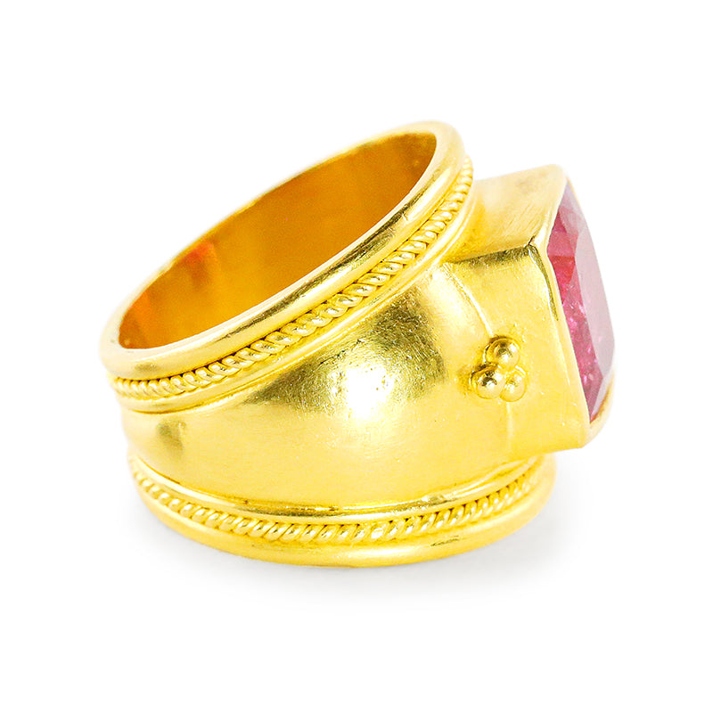 "Cheryl" Band Ring (Rubellite Tourmaline, 22k Gold)
