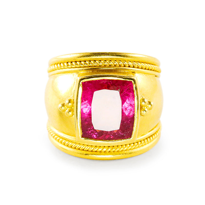 "Cheryl" Band Ring (Rubellite Tourmaline, 22k Gold)