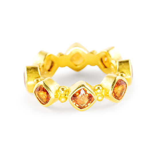 "Carolyn" Eternity Band Ring (Orange Sapphire, 22k Gold)