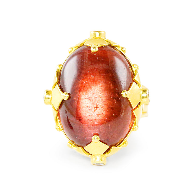 "Maltese" Ring (Red Tourmaline, Diamond, 22k Gold)