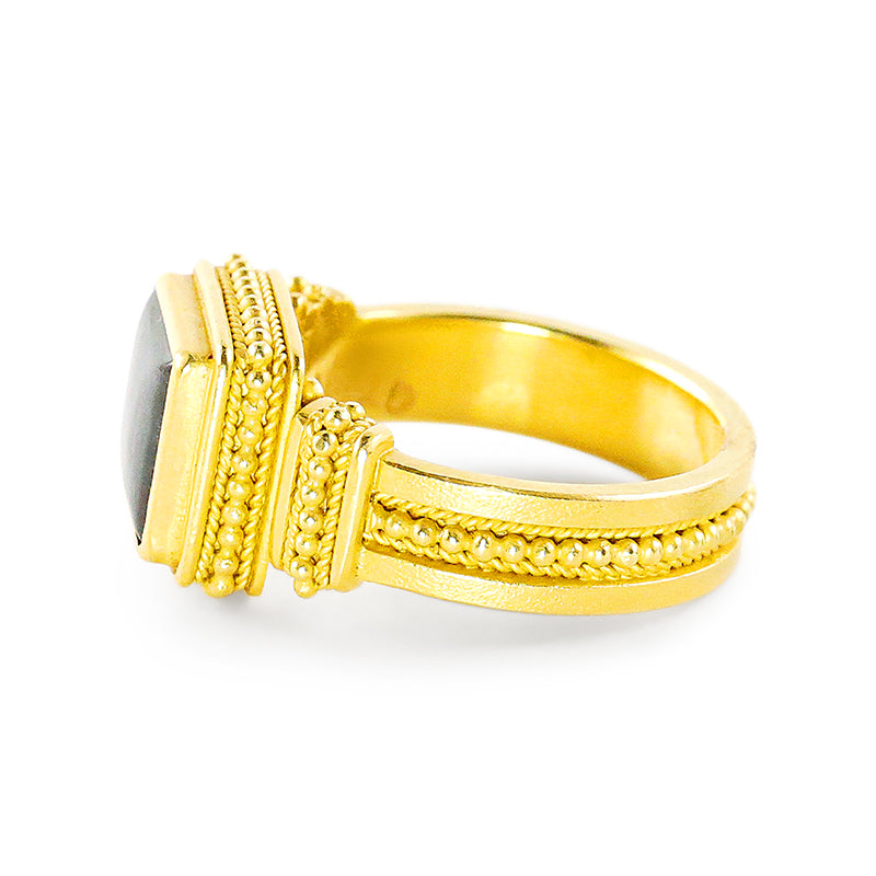 "Isis" Ring (Blue-Green Tourmaline, 22k Gold)