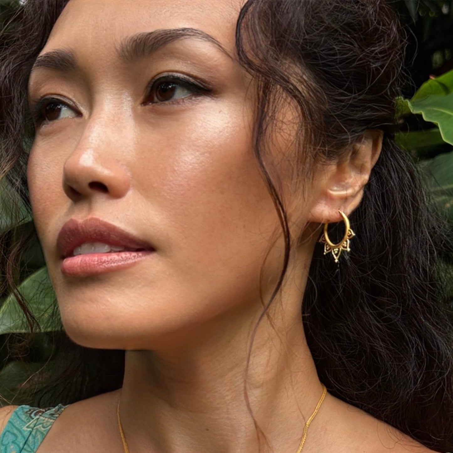 "Gandhi Lotus" Hoop Earrings (22k, 18k Gold)