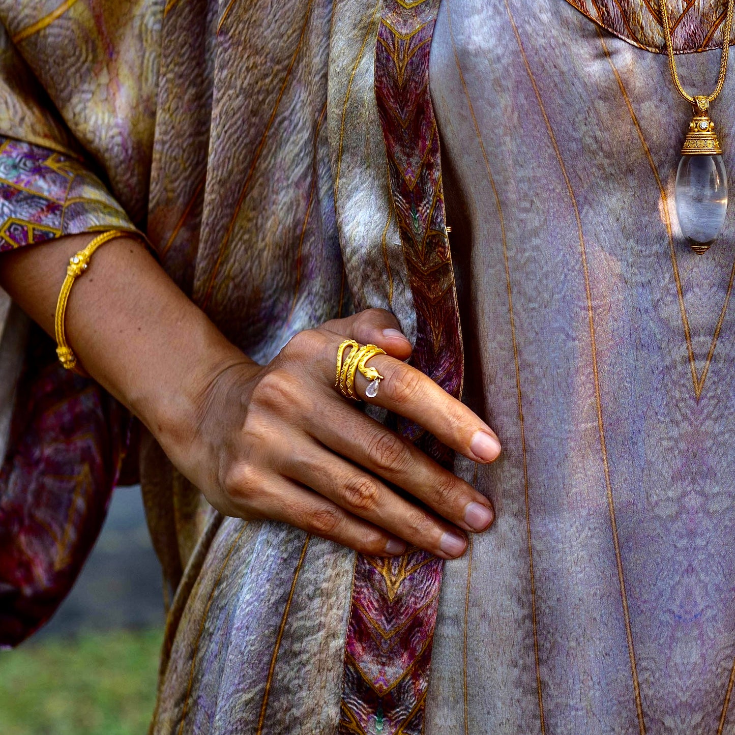 "Coiled Snake" Ring (Cognac Diamond, 22k Gold)