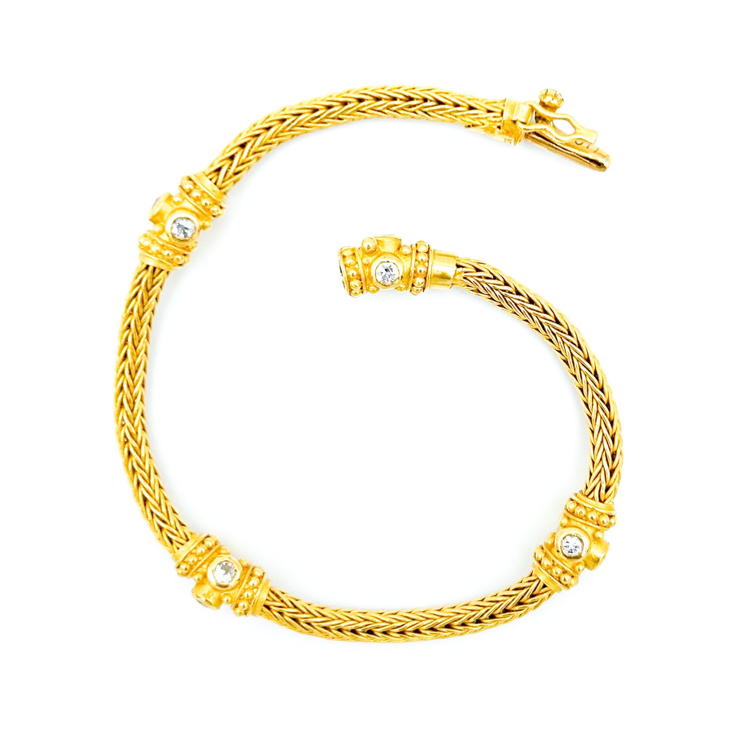 "Etrusca" Chain Bracelet (White Sapphire, 22k, 18k Gold)