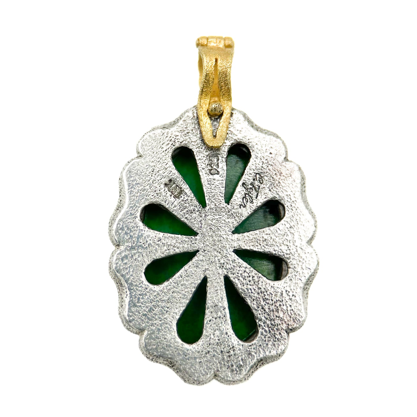 "Moon Lotus Ganesh" Pendant (Green Turquoise, 22k, 18k Gold, Sterling Silver)