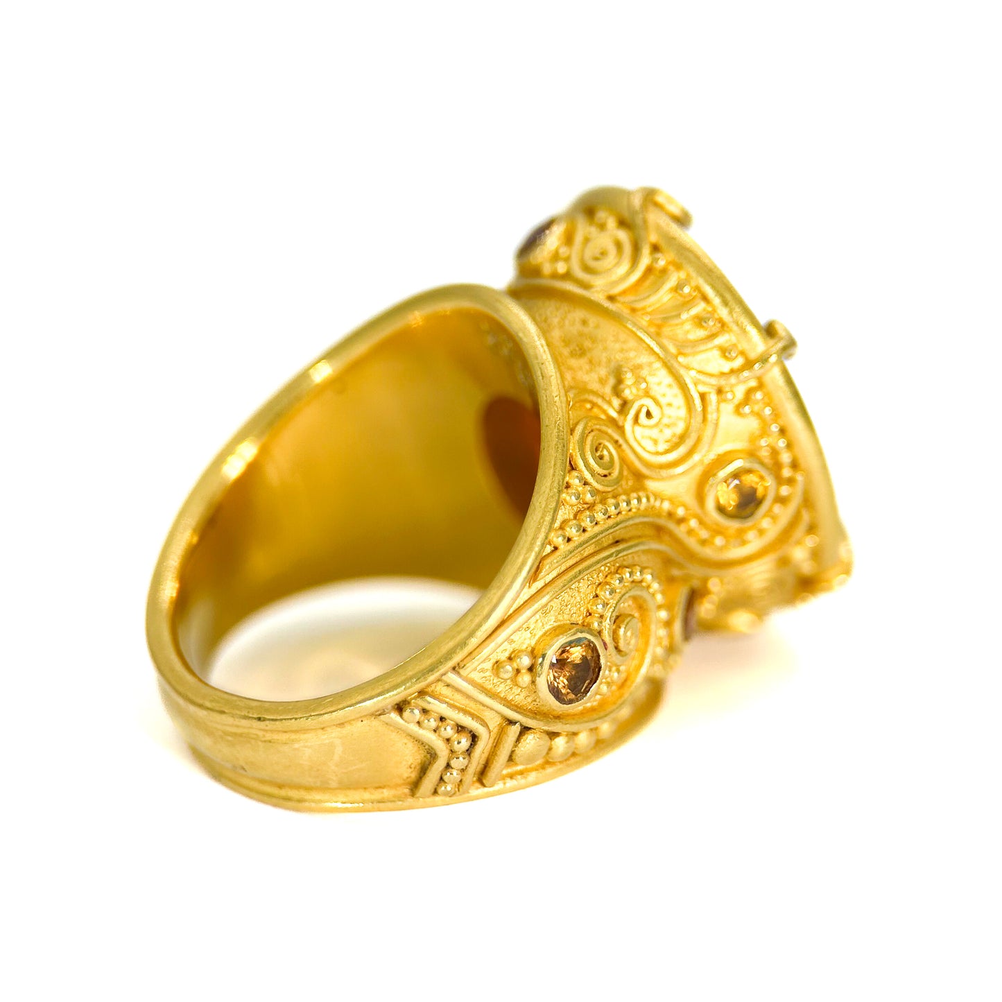 "Klimt" Ring (Madeira Citrine, Orange Sapphire, 22k Gold)