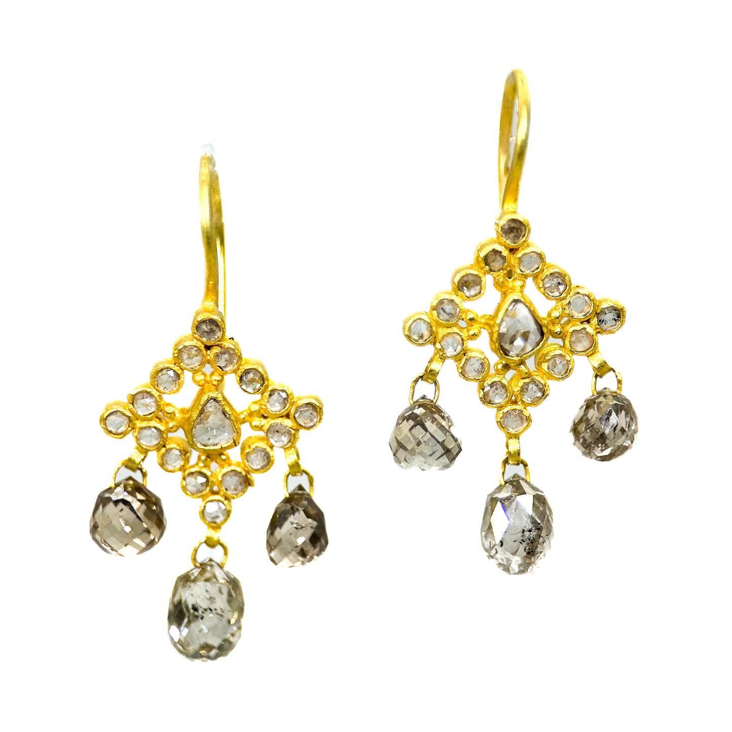 "Jaisalmer" Dangle Earrings (Champagne Diamond, 18k Gold)